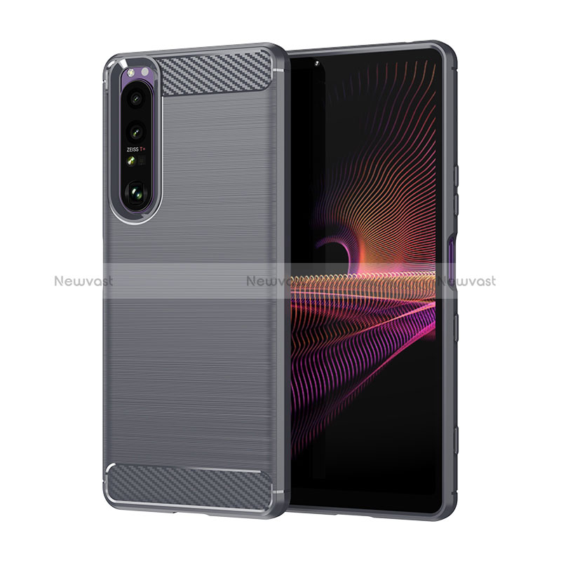 Silicone Candy Rubber TPU Line Soft Case Cover for Sony Xperia 1 III Gray