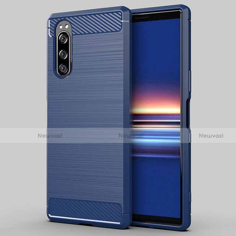 Silicone Candy Rubber TPU Line Soft Case Cover for Sony Xperia 5 Blue