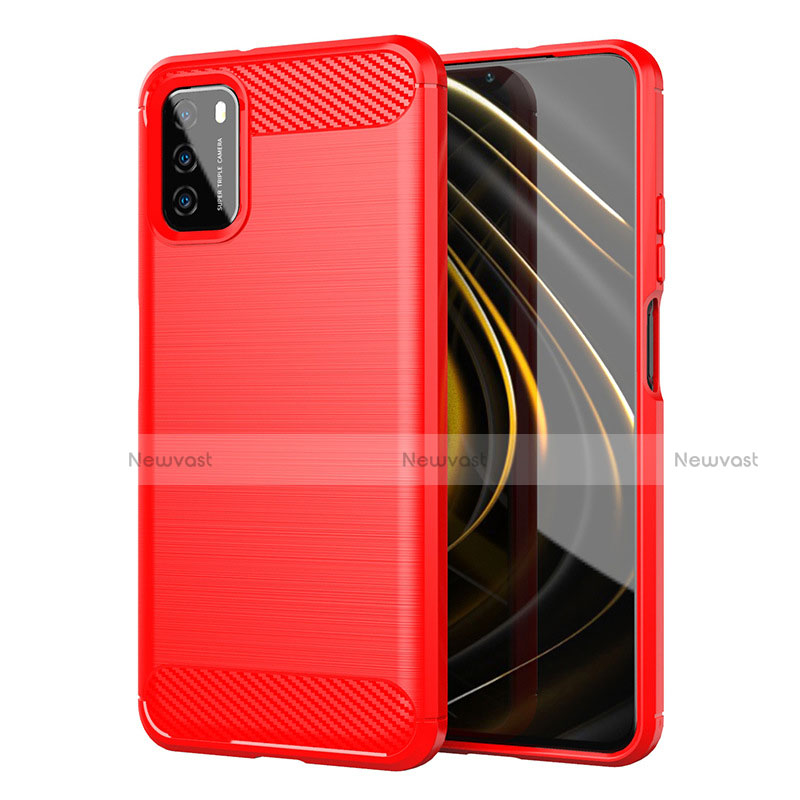 Silicone Candy Rubber TPU Line Soft Case Cover for Xiaomi Poco M3 Red