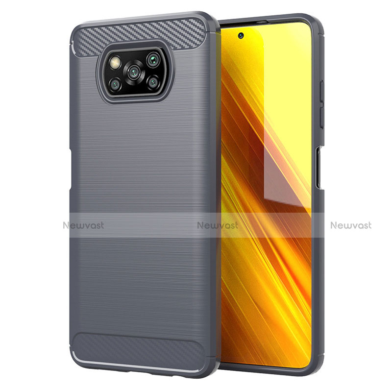 Silicone Candy Rubber TPU Line Soft Case Cover for Xiaomi Poco X3 NFC Gray