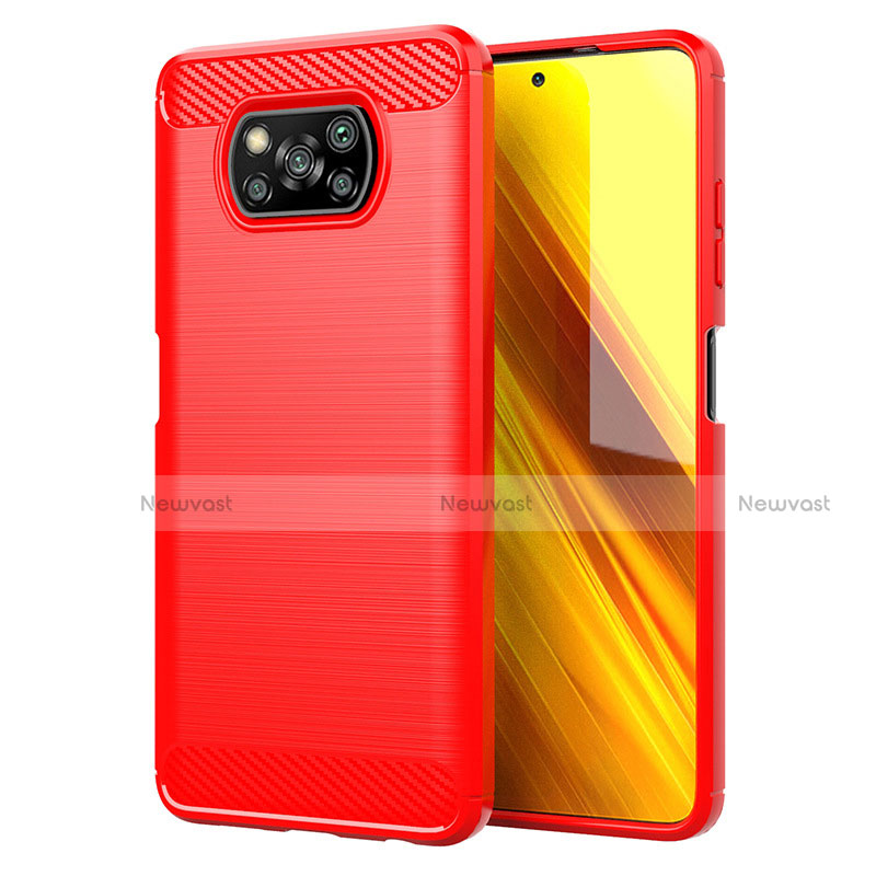 Silicone Candy Rubber TPU Line Soft Case Cover for Xiaomi Poco X3 Pro Red