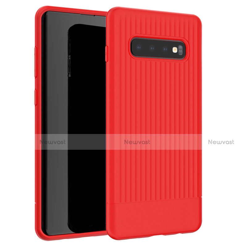 Silicone Candy Rubber TPU Line Soft Case Cover L01 for Samsung Galaxy S10 Plus Red