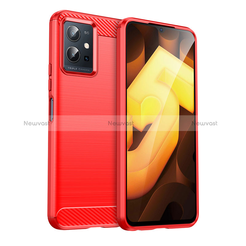 Silicone Candy Rubber TPU Line Soft Case Cover MF1 for Vivo iQOO Z6 5G Red