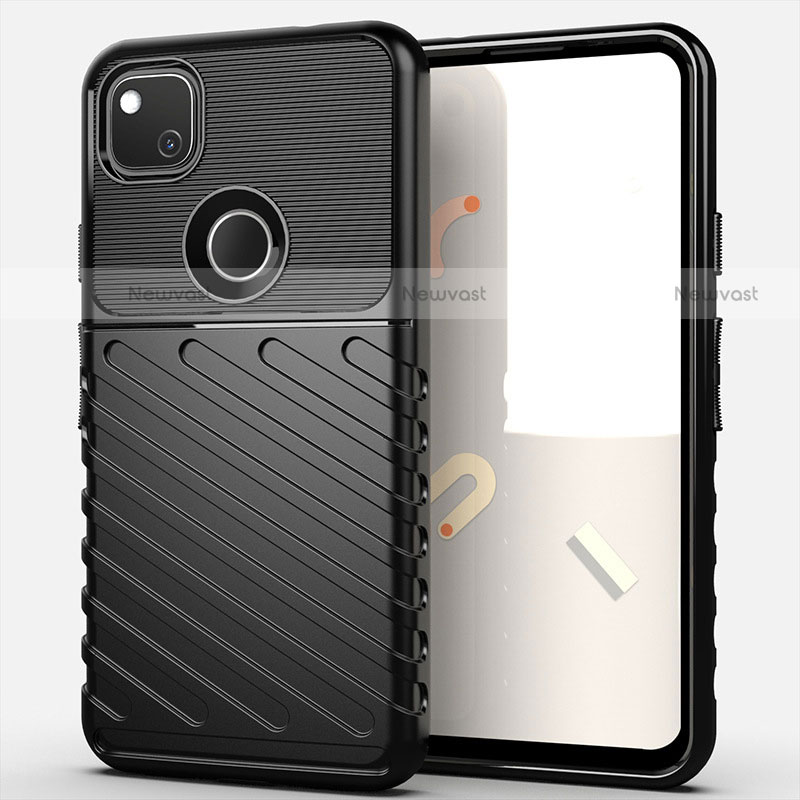 Silicone Candy Rubber TPU Line Soft Case Cover S01 for Google Pixel 4a Black