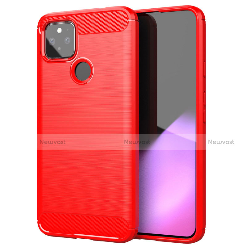 Silicone Candy Rubber TPU Line Soft Case Cover S01 for Google Pixel 5 Red