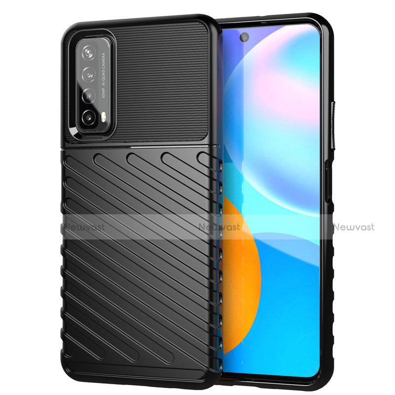 Silicone Candy Rubber TPU Line Soft Case Cover S01 for Huawei P Smart (2021) Black