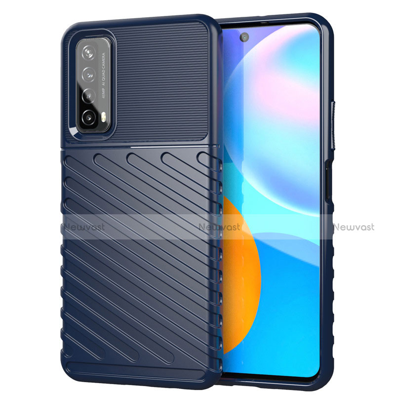 Silicone Candy Rubber TPU Line Soft Case Cover S01 for Huawei P Smart (2021) Blue