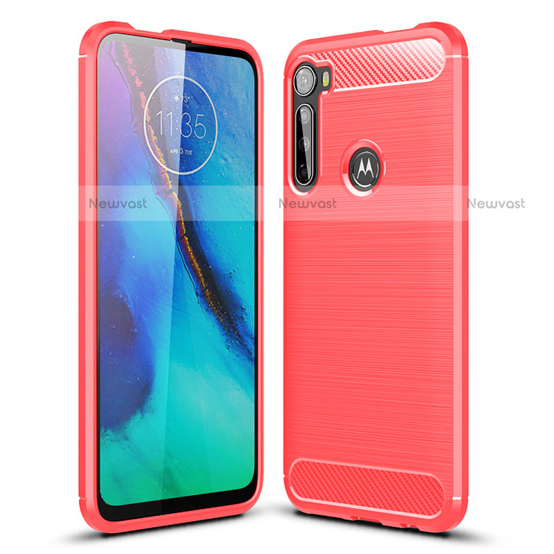 Silicone Candy Rubber TPU Line Soft Case Cover S01 for Motorola Moto One Fusion Plus Red