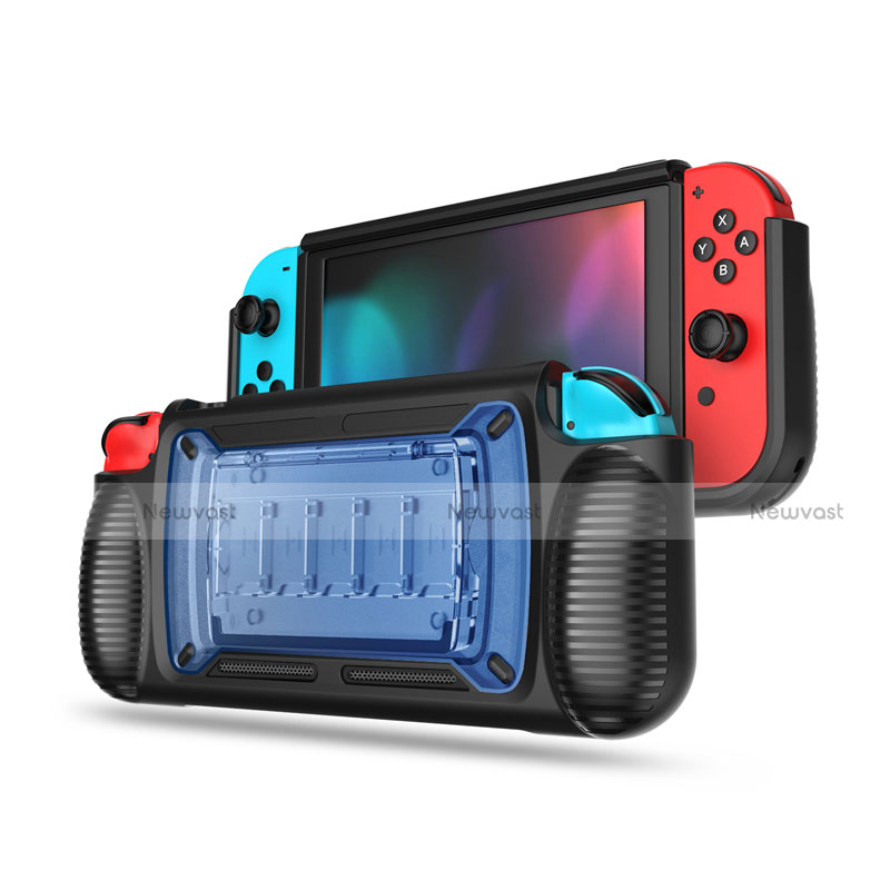 Silicone Candy Rubber TPU Line Soft Case Cover S01 for Nintendo Switch Blue