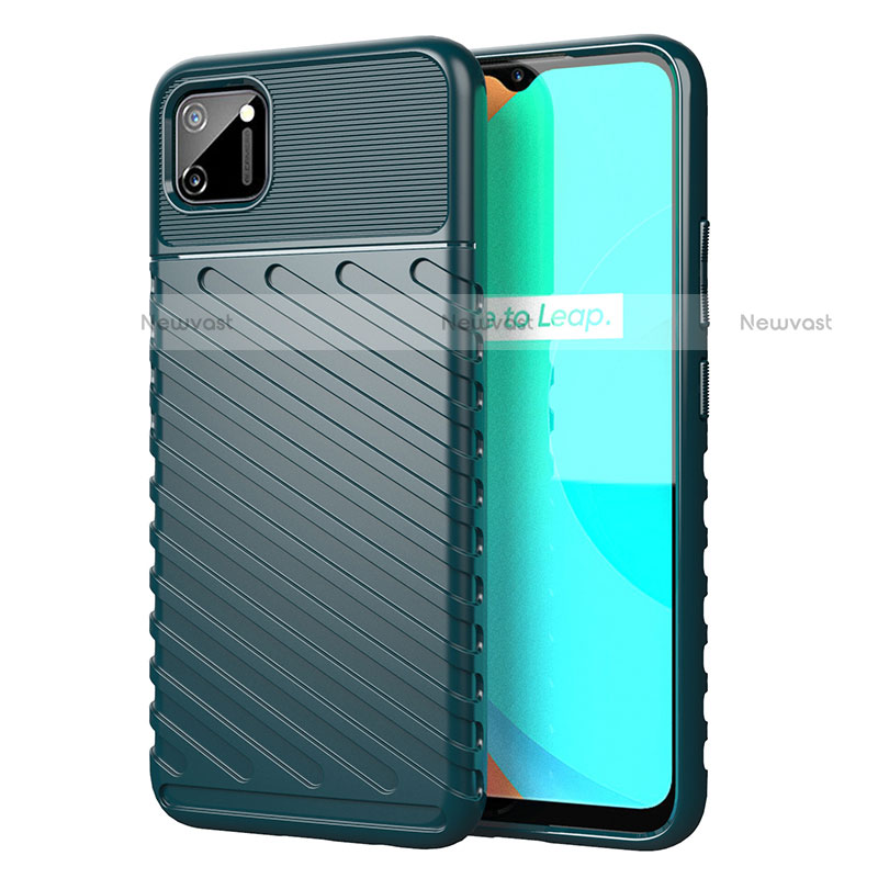 Silicone Candy Rubber TPU Line Soft Case Cover S01 for Realme C11 Green