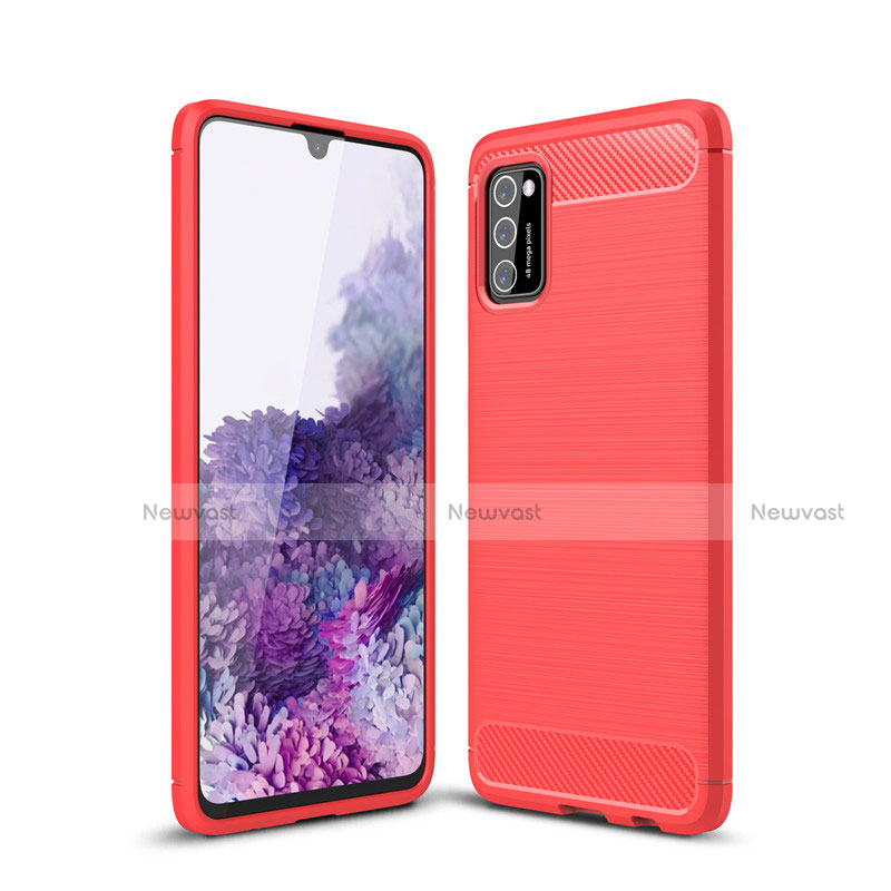 Silicone Candy Rubber TPU Line Soft Case Cover S01 for Samsung Galaxy A41 Red