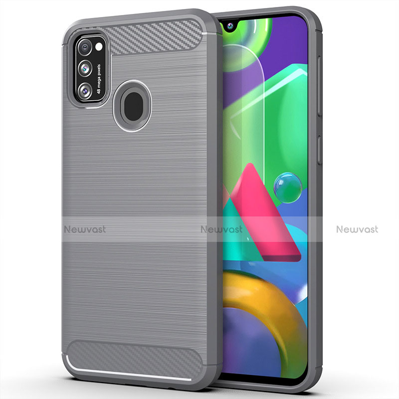 Silicone Candy Rubber TPU Line Soft Case Cover S01 for Samsung Galaxy M21 Gray