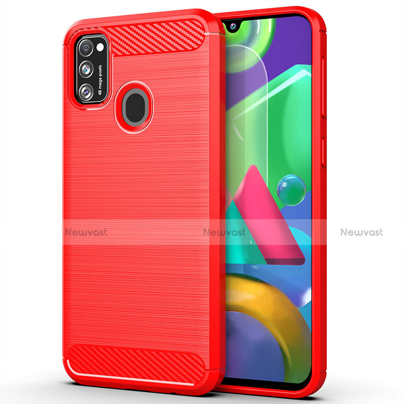 Silicone Candy Rubber TPU Line Soft Case Cover S01 for Samsung Galaxy M21 Red