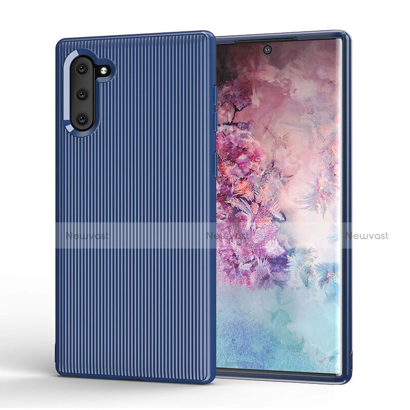 Silicone Candy Rubber TPU Line Soft Case Cover S01 for Samsung Galaxy Note 10 5G Blue