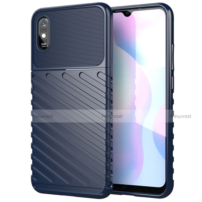 Silicone Candy Rubber TPU Line Soft Case Cover S01 for Xiaomi Redmi 9AT Blue