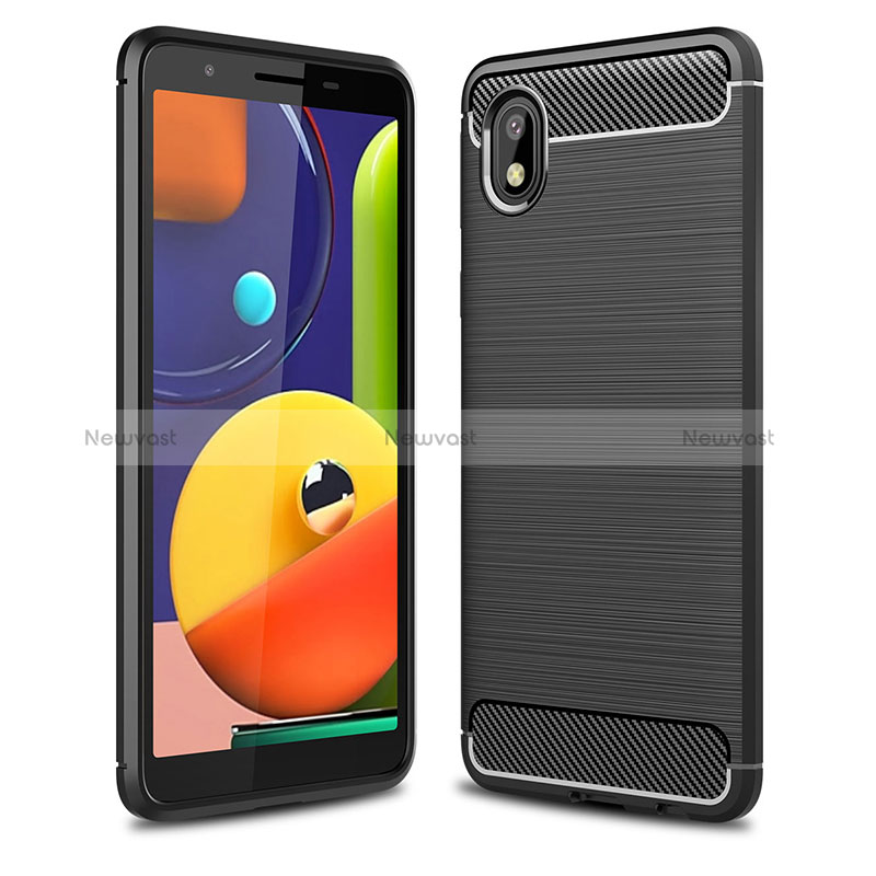 Silicone Candy Rubber TPU Line Soft Case Cover WL1 for Samsung Galaxy A01 Core Black