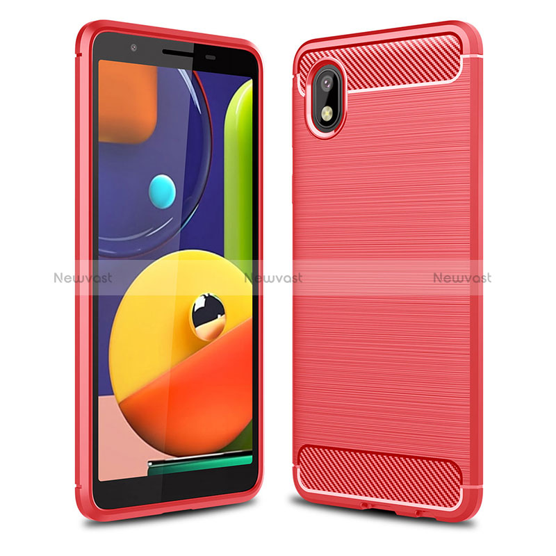 Silicone Candy Rubber TPU Line Soft Case Cover WL1 for Samsung Galaxy A01 Core Red