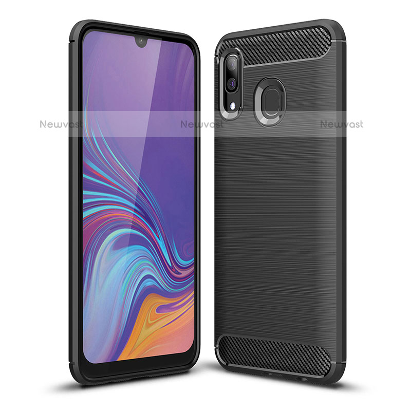 Silicone Candy Rubber TPU Line Soft Case Cover WL1 for Samsung Galaxy A20 Black