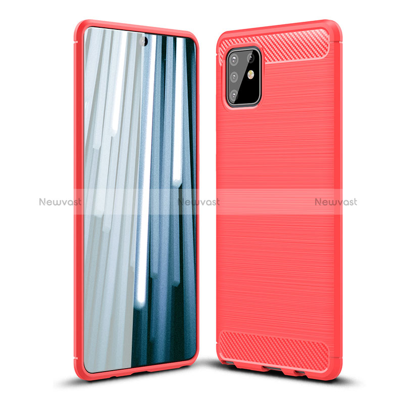 Silicone Candy Rubber TPU Line Soft Case Cover WL1 for Samsung Galaxy A81 Red