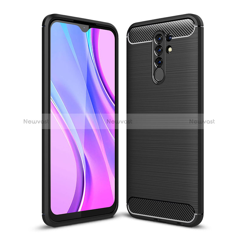 Silicone Candy Rubber TPU Line Soft Case Cover WL1 for Xiaomi Redmi 9 Prime India Black