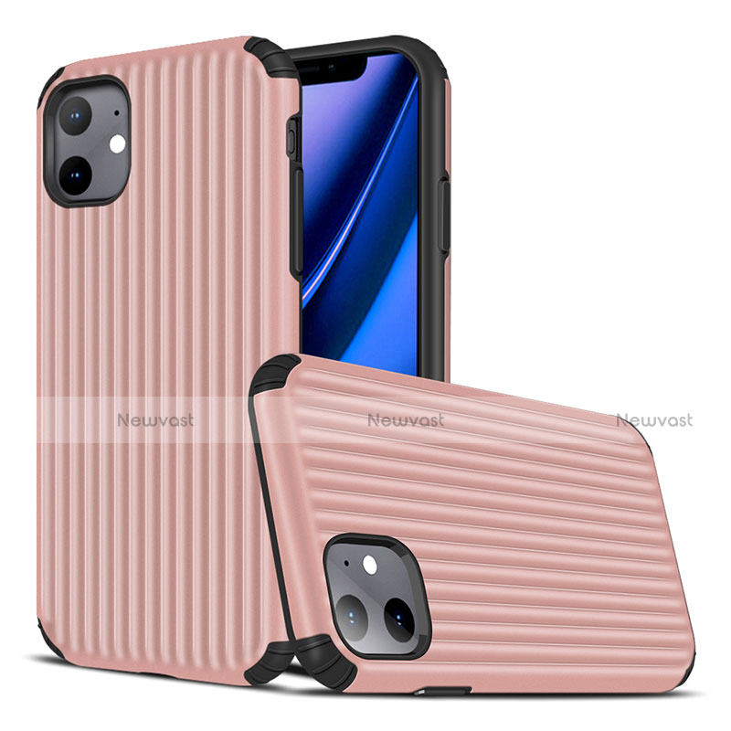 Silicone Candy Rubber TPU Line Soft Case Cover Z01 for Apple iPhone 11 Rose Gold