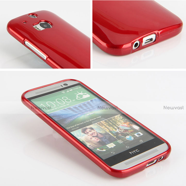 Silicone Candy Rubber TPU Soft Case for HTC One M8 Red