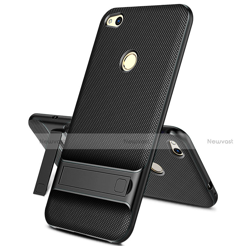 Silicone Candy Rubber TPU Soft Case with Stand for Huawei GR3 (2017) Black