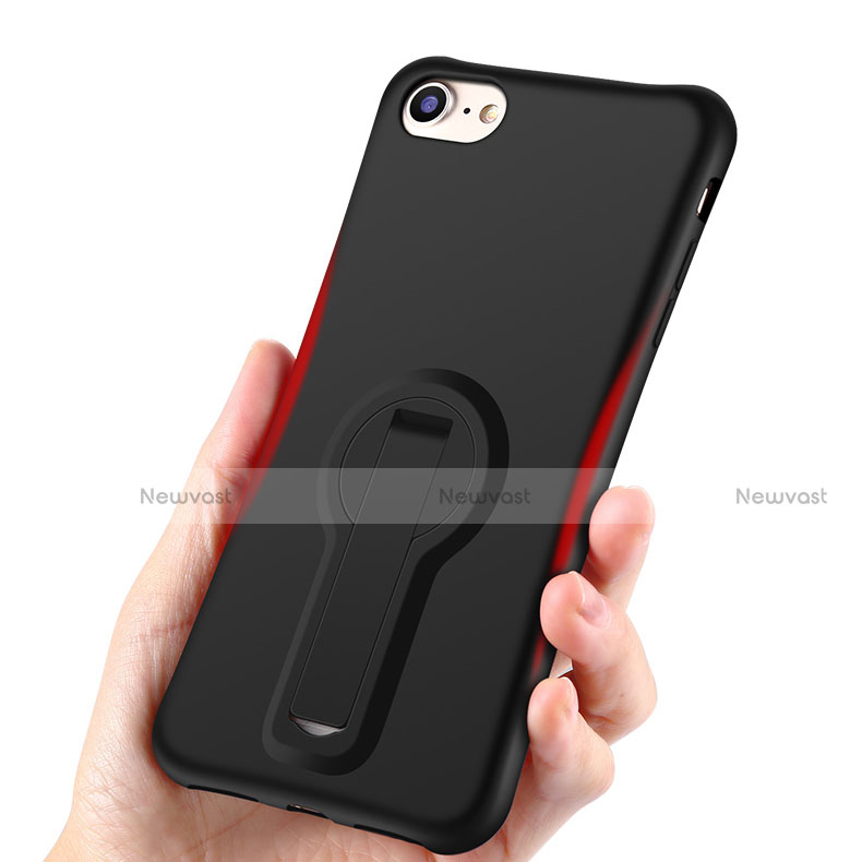 Silicone Candy Rubber TPU Soft Case with Stand S02 for Apple iPhone 8 Black