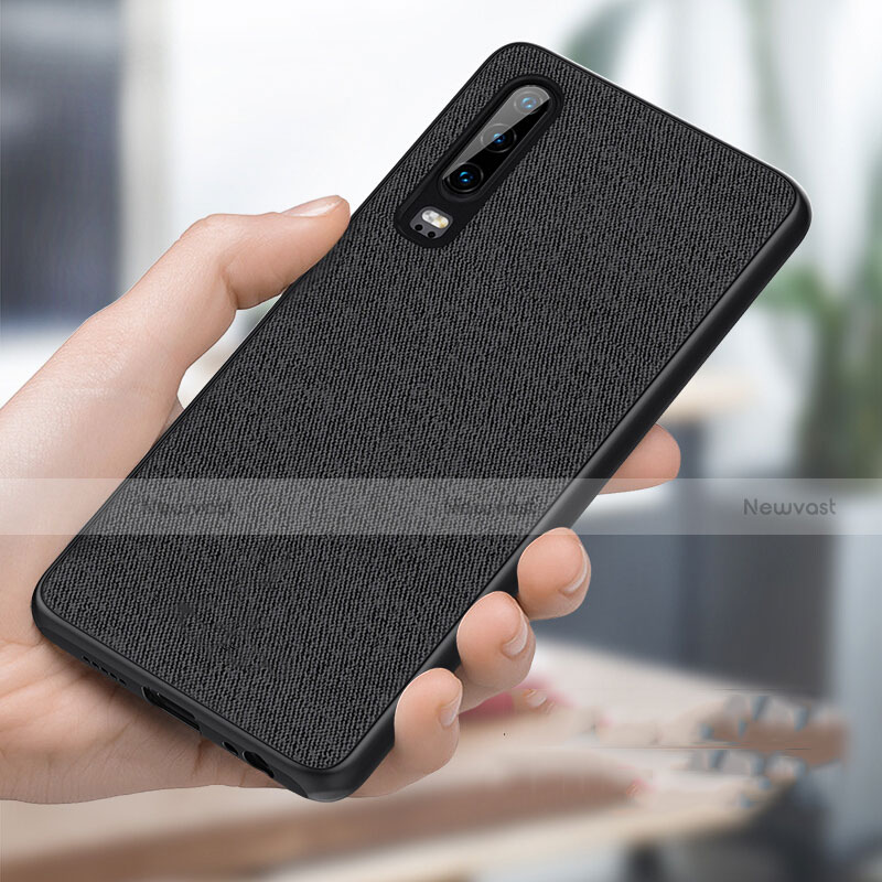 Silicone Candy Rubber TPU Twill Soft Case B02 for Huawei P30 Black