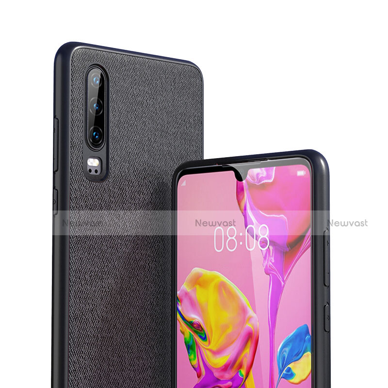 Silicone Candy Rubber TPU Twill Soft Case B02 for Huawei P30 Black