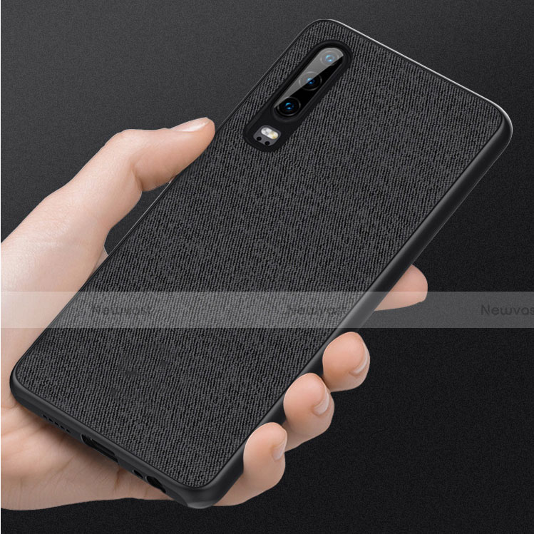 Silicone Candy Rubber TPU Twill Soft Case B02 for Huawei P30 Black