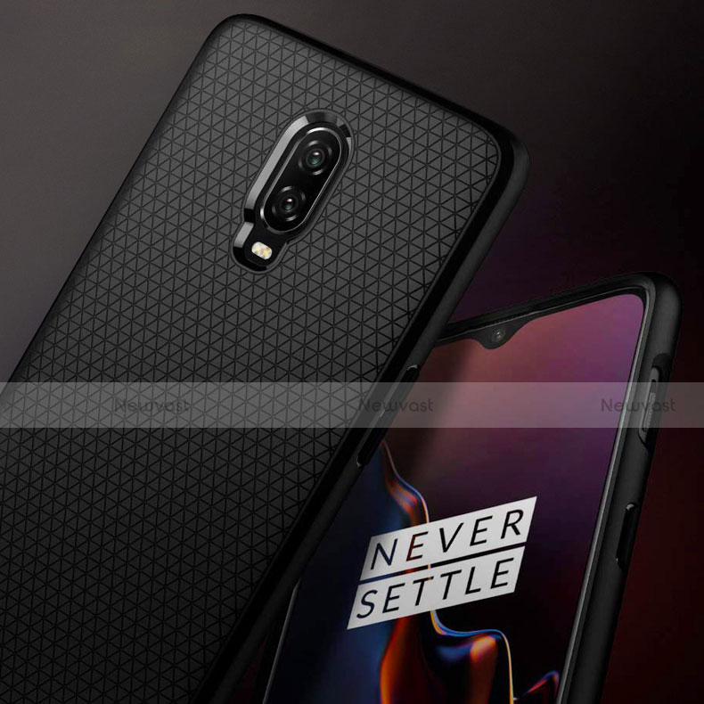 Silicone Candy Rubber TPU Twill Soft Case B02 for OnePlus 6T Black
