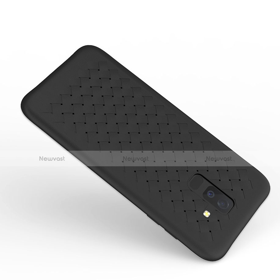 Silicone Candy Rubber TPU Twill Soft Case B02 for Samsung Galaxy A6 Plus (2018) Black