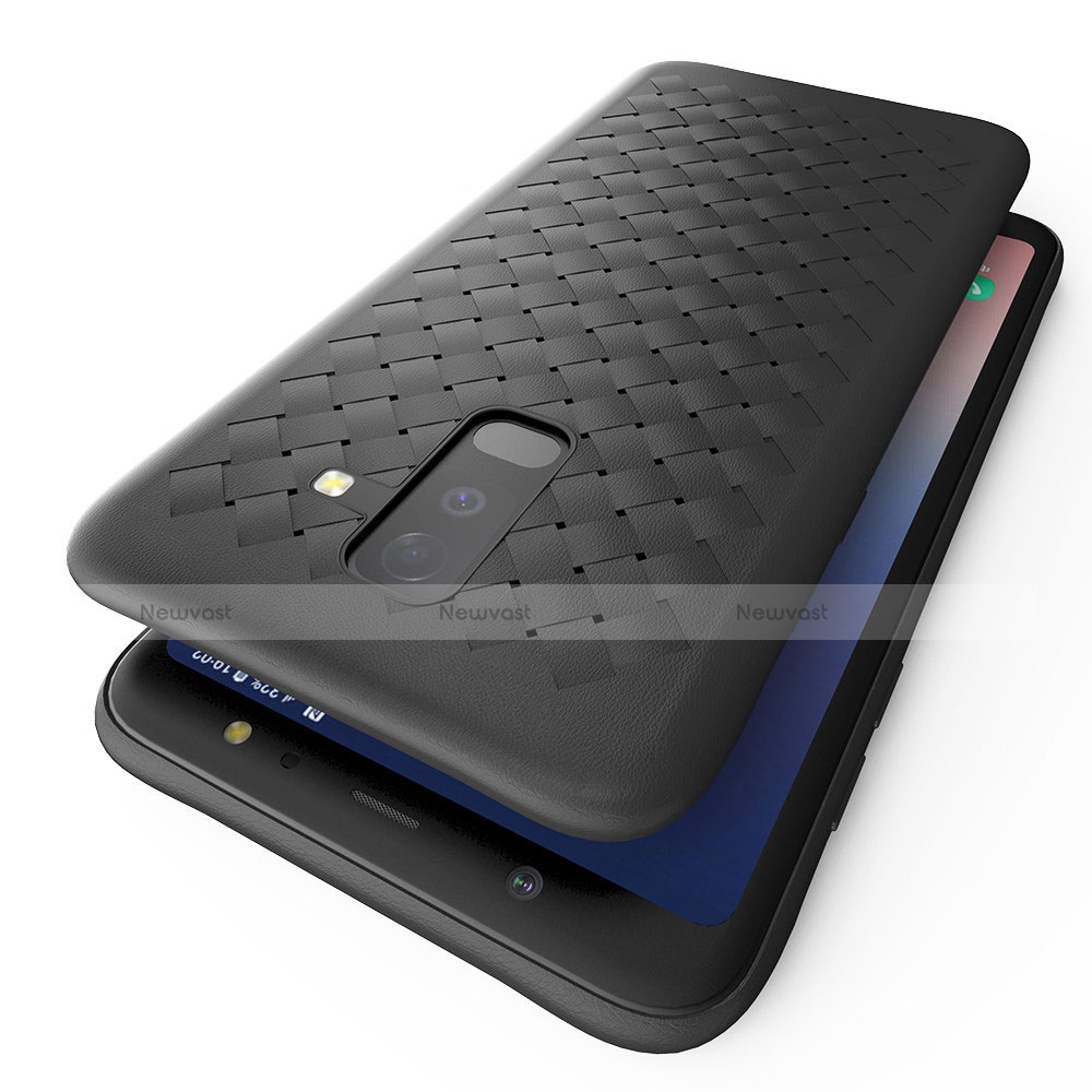Silicone Candy Rubber TPU Twill Soft Case B02 for Samsung Galaxy A6 Plus Black