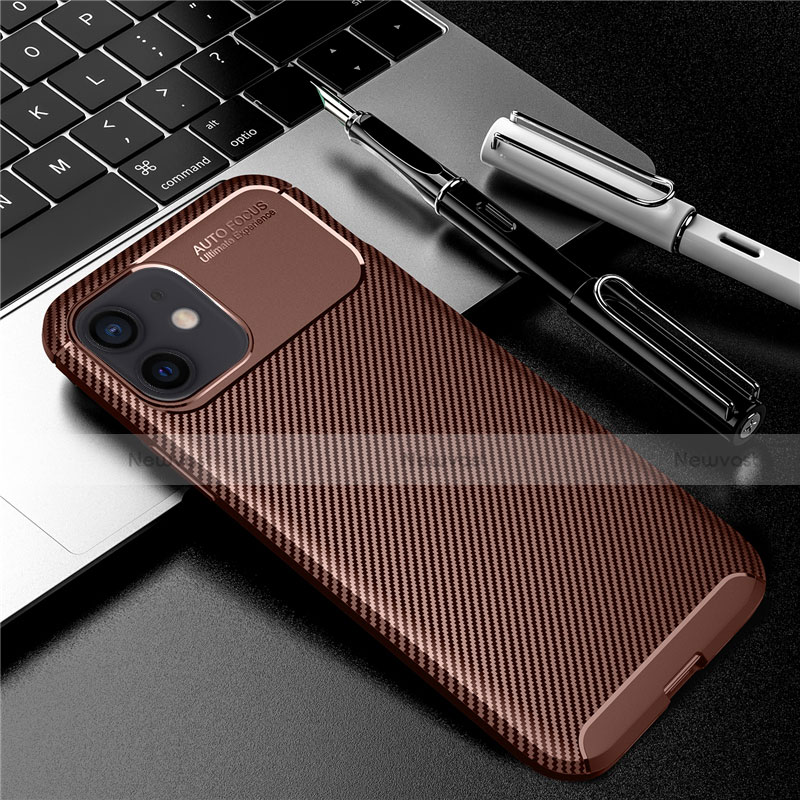 Silicone Candy Rubber TPU Twill Soft Case Cover for Apple iPhone 12 Brown