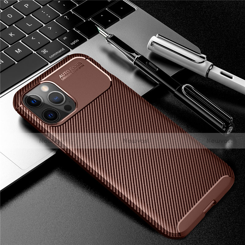 Silicone Candy Rubber TPU Twill Soft Case Cover for Apple iPhone 12 Pro Brown