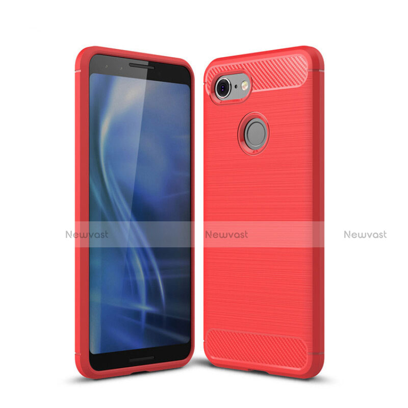 Silicone Candy Rubber TPU Twill Soft Case Cover for Google Pixel 3 Red