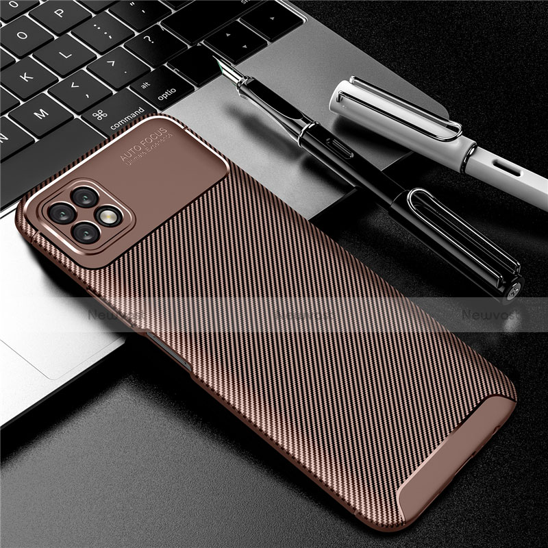 Silicone Candy Rubber TPU Twill Soft Case Cover for Huawei Enjoy 20 5G Brown