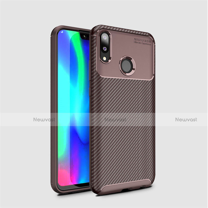 Silicone Candy Rubber TPU Twill Soft Case Cover for Huawei Enjoy 9 Brown