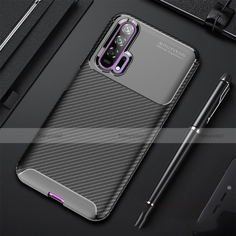 Silicone Candy Rubber TPU Twill Soft Case Cover for Huawei Honor 20 Pro Black