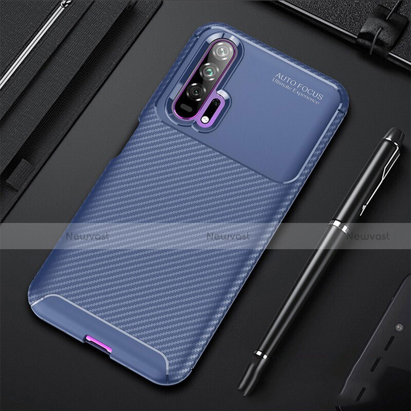 Silicone Candy Rubber TPU Twill Soft Case Cover for Huawei Honor 20 Pro Blue