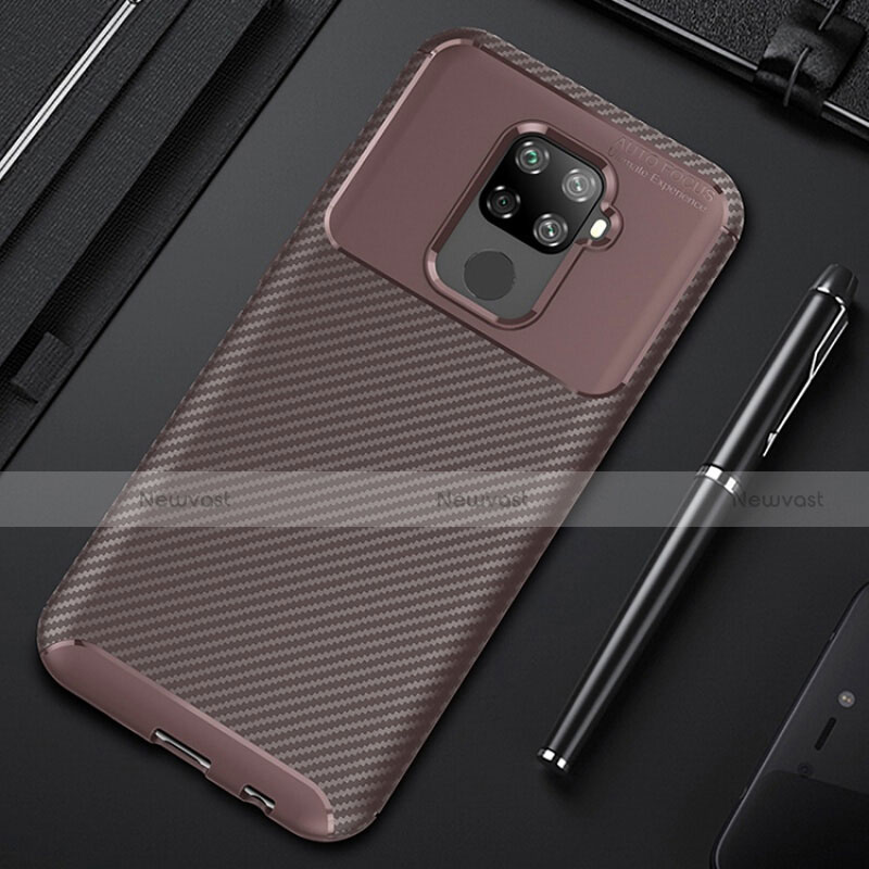 Silicone Candy Rubber TPU Twill Soft Case Cover for Huawei Mate 30 Lite Brown