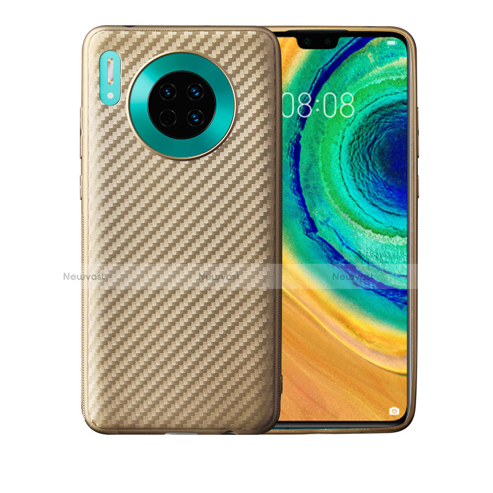 Silicone Candy Rubber TPU Twill Soft Case Cover for Huawei Mate 30E Pro 5G Gold