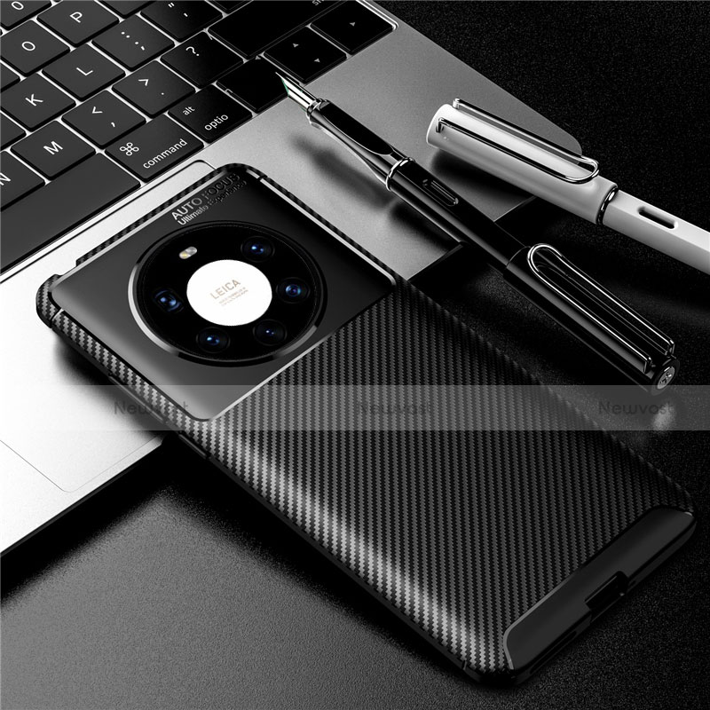 Silicone Candy Rubber TPU Twill Soft Case Cover for Huawei Mate 40 Pro+ Plus Black