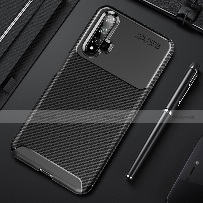 Silicone Candy Rubber TPU Twill Soft Case Cover for Huawei Nova 5 Black