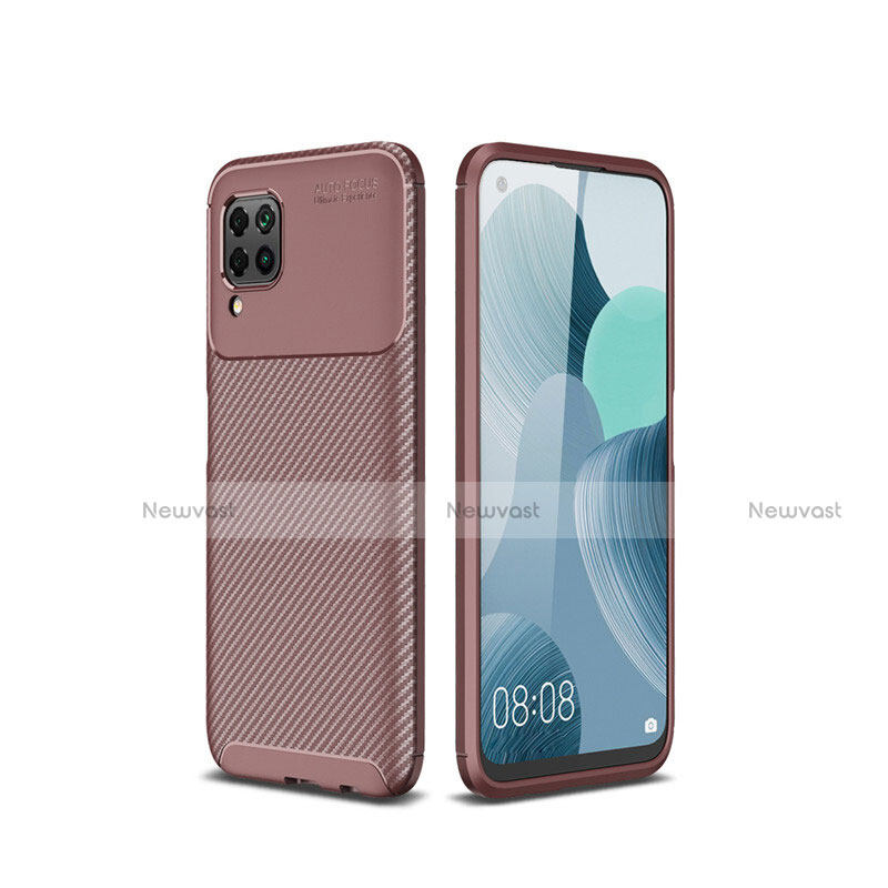 Silicone Candy Rubber TPU Twill Soft Case Cover for Huawei Nova 6 SE Brown