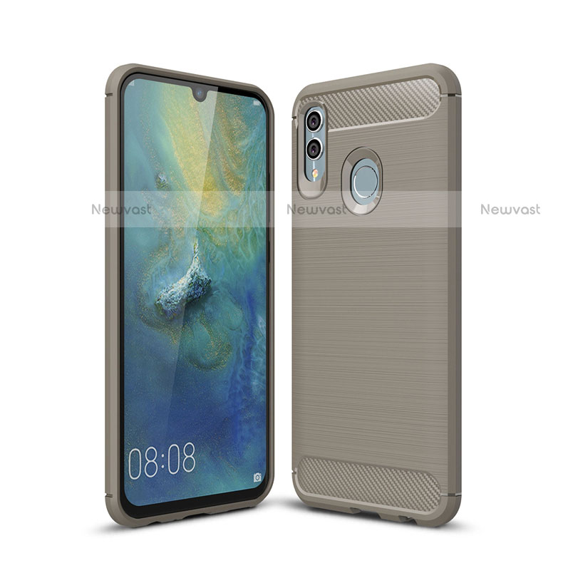 Silicone Candy Rubber TPU Twill Soft Case Cover for Huawei P Smart (2019) Gray