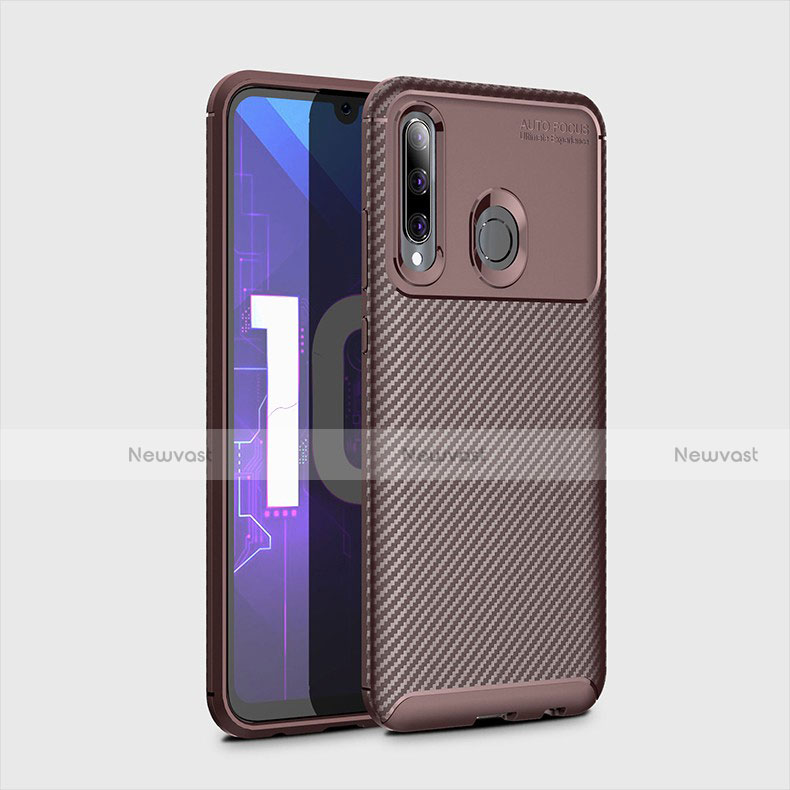 Silicone Candy Rubber TPU Twill Soft Case Cover for Huawei P Smart+ Plus (2019) Brown