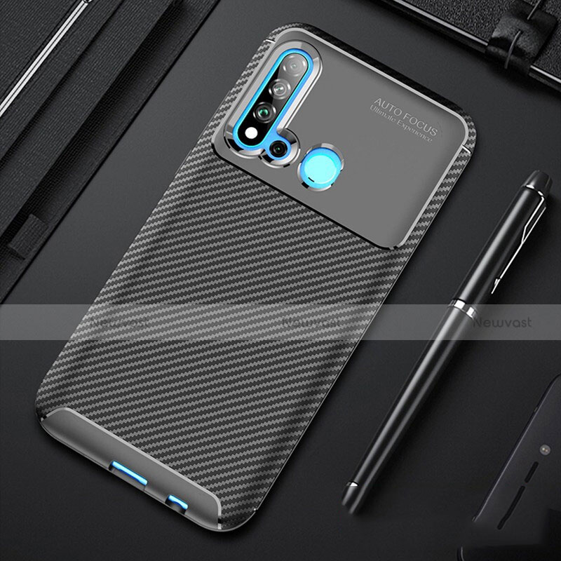 Silicone Candy Rubber TPU Twill Soft Case Cover for Huawei P20 Lite (2019) Black