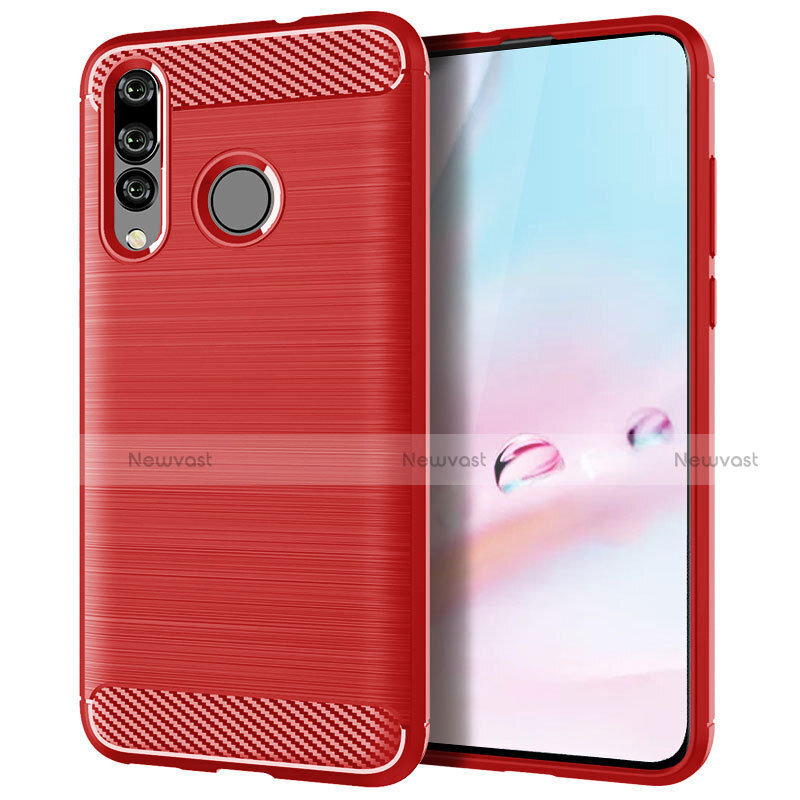Silicone Candy Rubber TPU Twill Soft Case Cover for Huawei P30 Lite XL Red